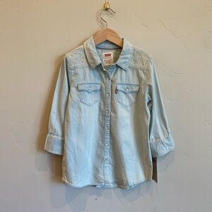 LEVI’S Girl’s Lightweight Denim Lace Western Shirt